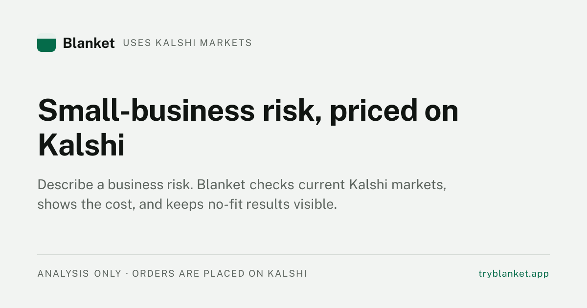 Blanket mapping small-business risk to Kalshi markets